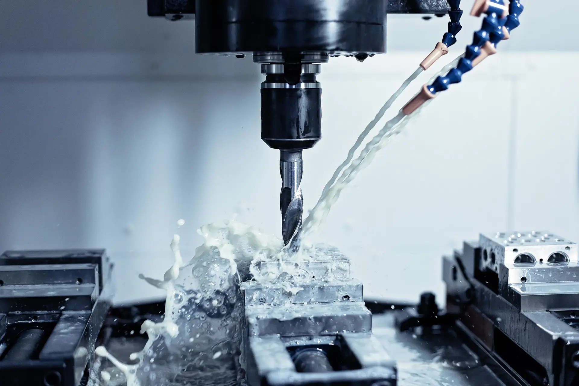 CNC drilling operation in the Harris Aerial in-house workshop