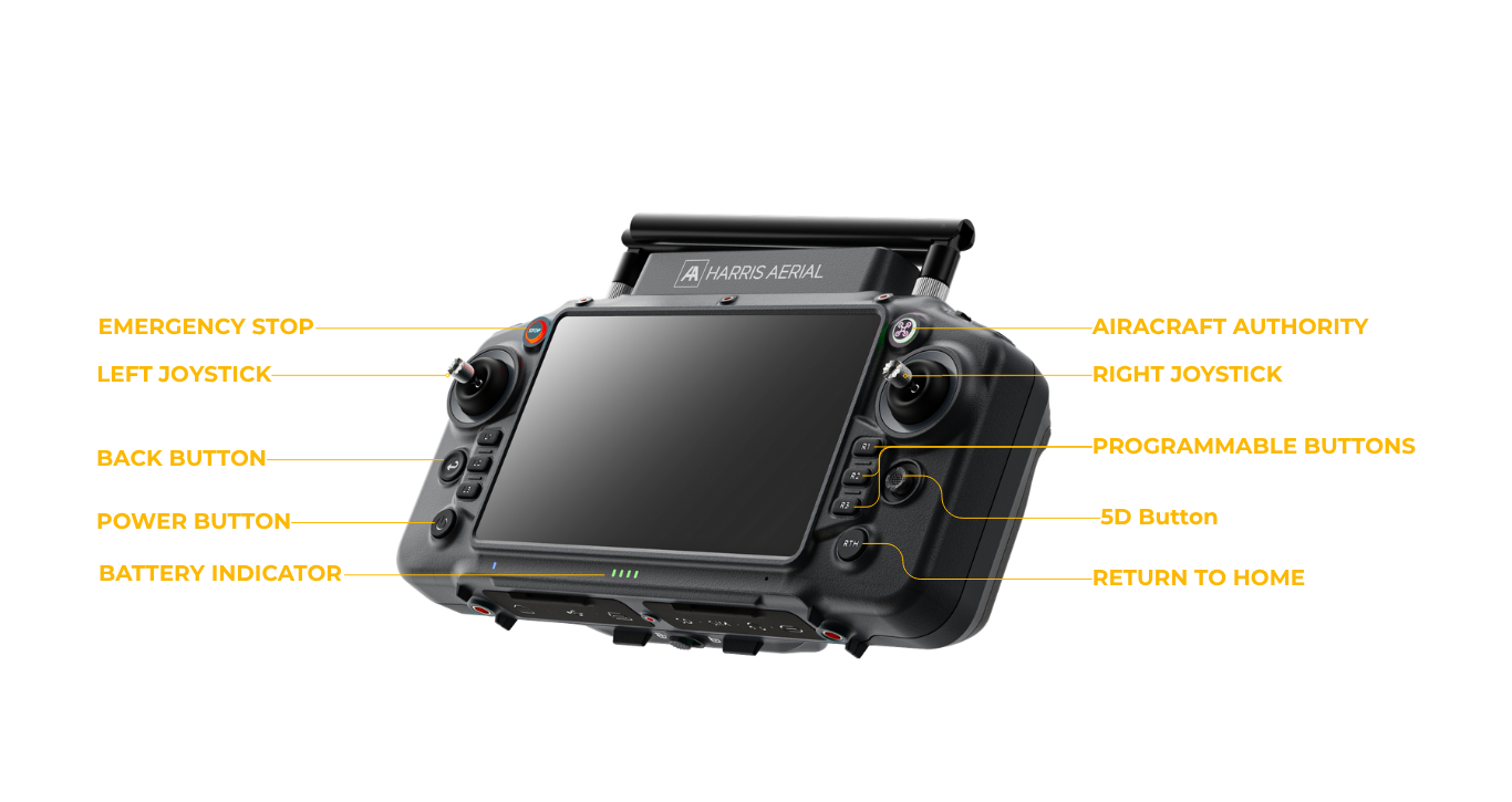 Harris Aerial NEXUS handheld ground control station - front and side view