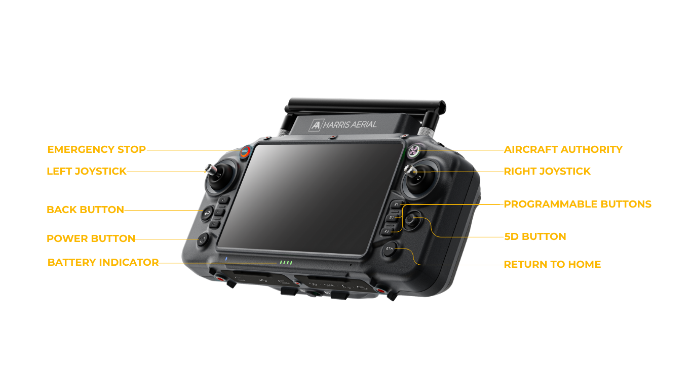 Harris Aerial NEXUS handheld ground control station - front and side view