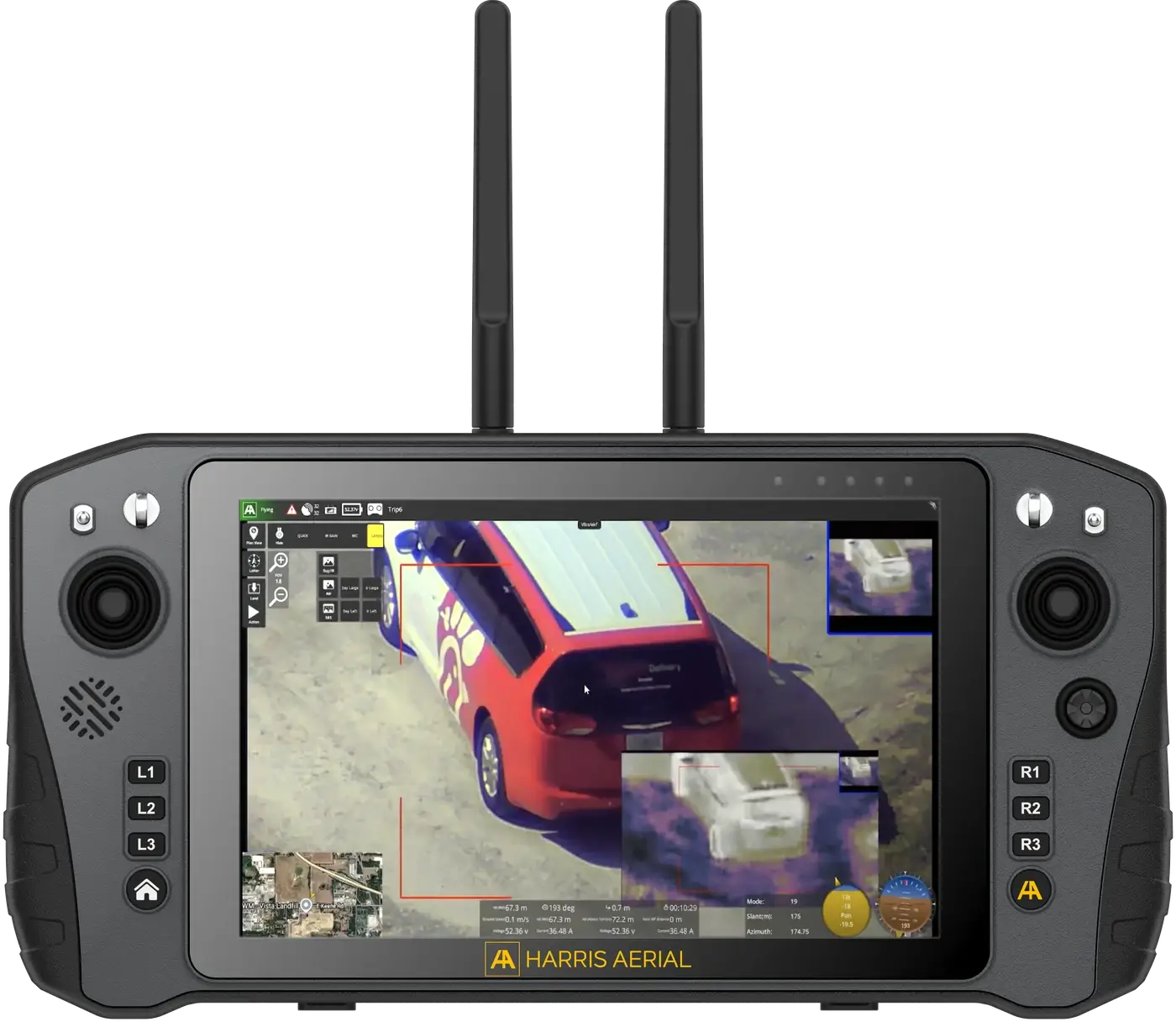 NEXUS 7-inch 1500 nit display showing on-device detection and thermal picture-in-picture